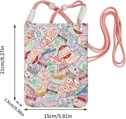 Passport Stamp for Crossbody Phone Bag, Small & Lightweight Crossbody Purse for Women with Adjustable Strap, Water-Resistant Daily Commuter Bag for Phone, Wallet, Keys
