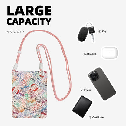 Passport Stamp for Crossbody Phone Bag, Small & Lightweight Crossbody Purse for Women with Adjustable Strap, Water-Resistant Daily Commuter Bag for Phone, Wallet, Keys