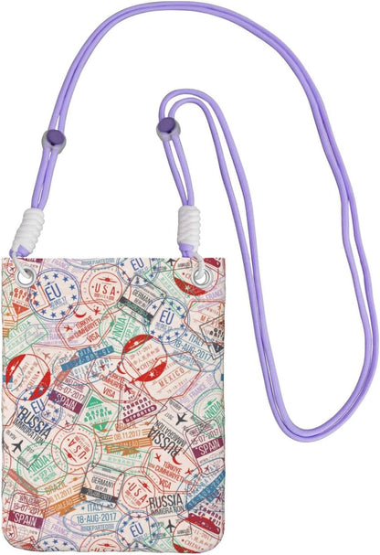 Passport Stamp for Crossbody Phone Bag, Small & Lightweight Crossbody Purse for Women with Adjustable Strap, Water-Resistant Daily Commuter Bag for Phone, Wallet, Keys