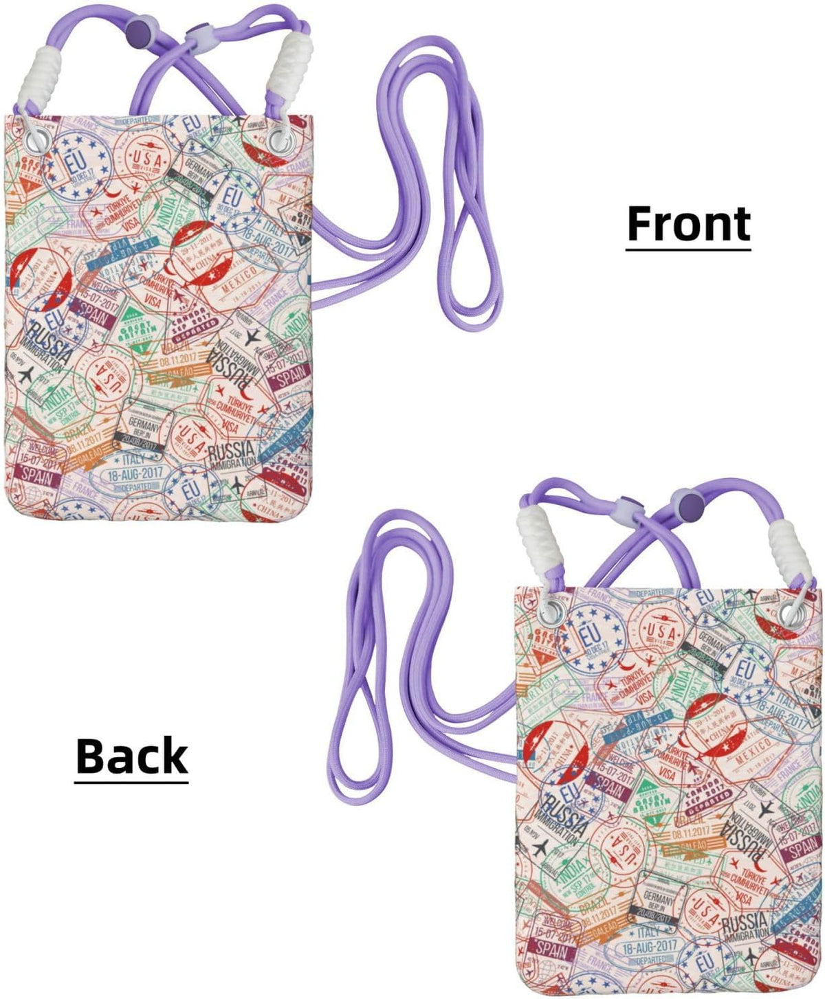 Passport Stamp for Crossbody Phone Bag, Small & Lightweight Crossbody Purse for Women with Adjustable Strap, Water-Resistant Daily Commuter Bag for Phone, Wallet, Keys
