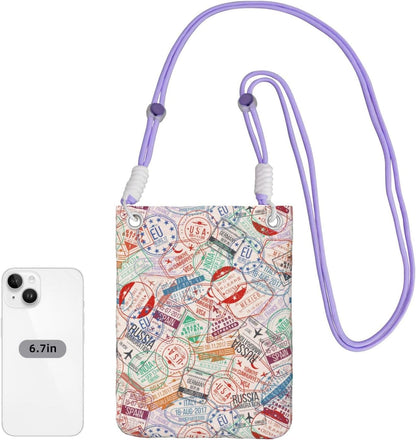 Passport Stamp for Crossbody Phone Bag, Small & Lightweight Crossbody Purse for Women with Adjustable Strap, Water-Resistant Daily Commuter Bag for Phone, Wallet, Keys