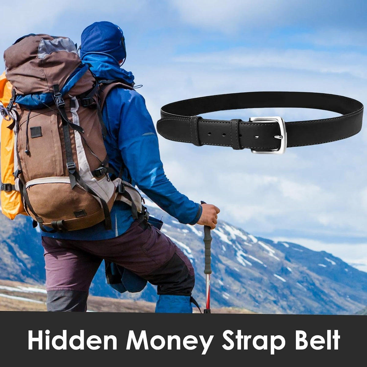 Travel Money Belt - Anti Theft PU Concealed Undergarment | Adjustable Hidden Passport Vault; Anti Pickpocket Waist Security Cash Pouch; Faux Leather Elastic Strip Construction
