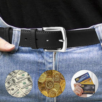 Travel Money Belt - Anti Theft PU Concealed Undergarment | Adjustable Hidden Passport Vault; Anti Pickpocket Waist Security Cash Pouch; Faux Leather Elastic Strip Construction