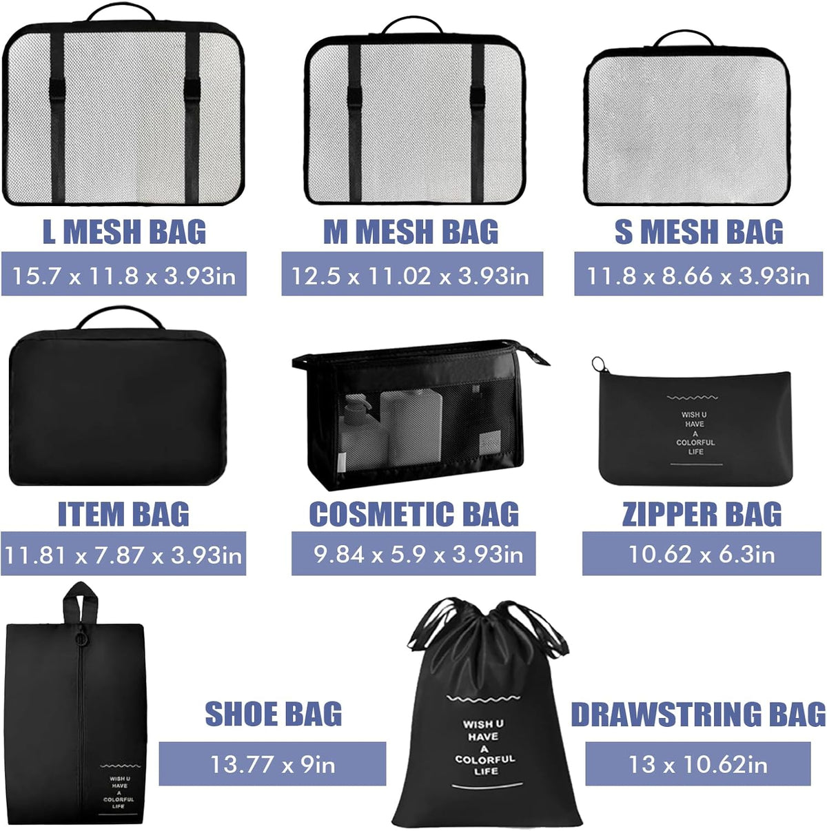 Packing Cubes 8 Set Travel Essentials for Carry on Luggage Organizers Bag Packing Cubes for Suitcases Travel Accessories (Beige)