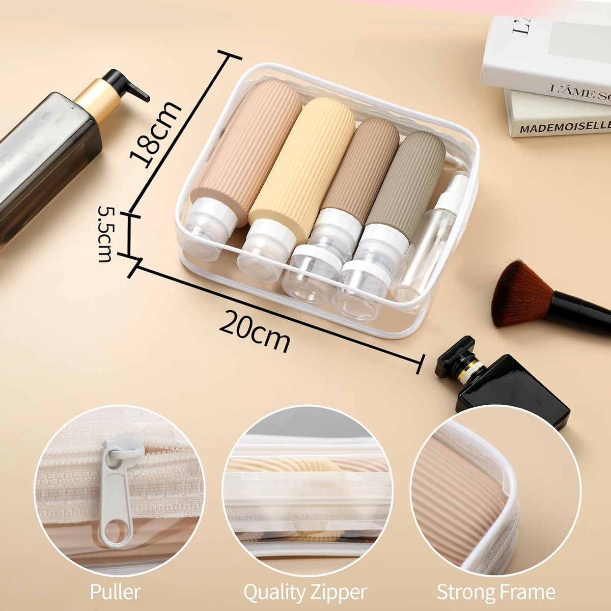 16 Pack Travel Bottles Set, TSA Approved Leak Proof Silicone Squeezable Containers for Toiletries, Refillable Travel Accessories for Conditioner, Shampoo, Lotion & Body Wash Accessories