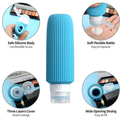 16 Pack Travel Bottles Set, TSA Approved Leak Proof Silicone Squeezable Containers for Toiletries, Refillable Travel Accessories for Conditioner, Shampoo, Lotion & Body Wash Accessories