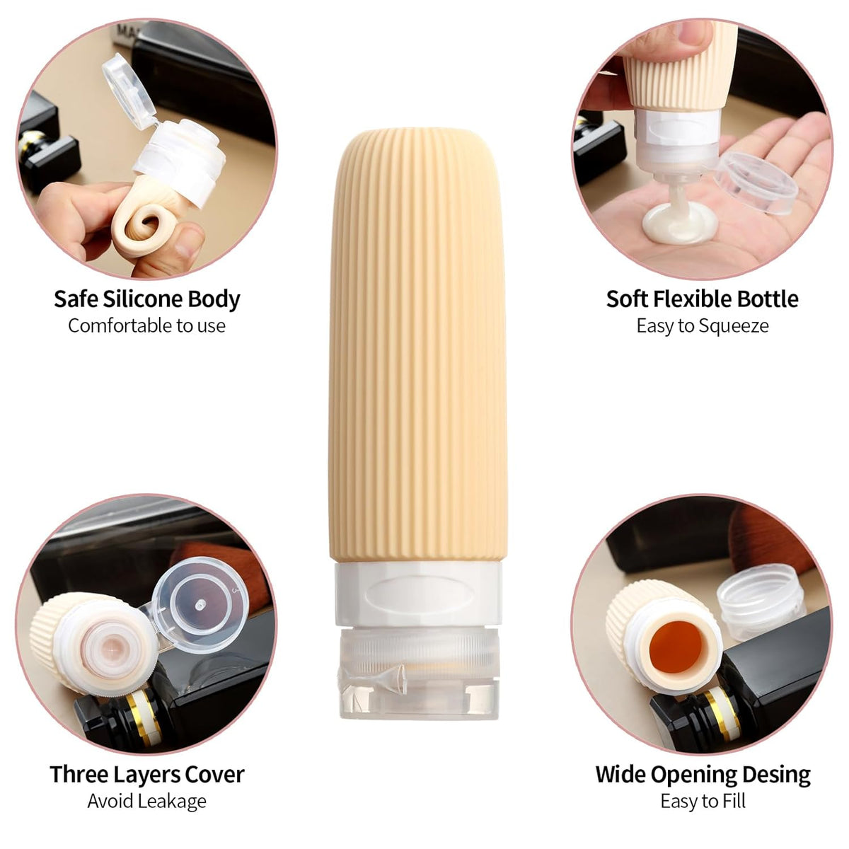 16 Pack Travel Bottles Set, TSA Approved Leak Proof Silicone Squeezable Containers for Toiletries, Refillable Travel Accessories for Conditioner, Shampoo, Lotion & Body Wash Accessories