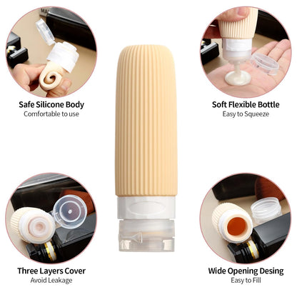 16 Pack Travel Bottles Set, TSA Approved Leak Proof Silicone Squeezable Containers for Toiletries, Refillable Travel Accessories for Conditioner, Shampoo, Lotion & Body Wash Accessories