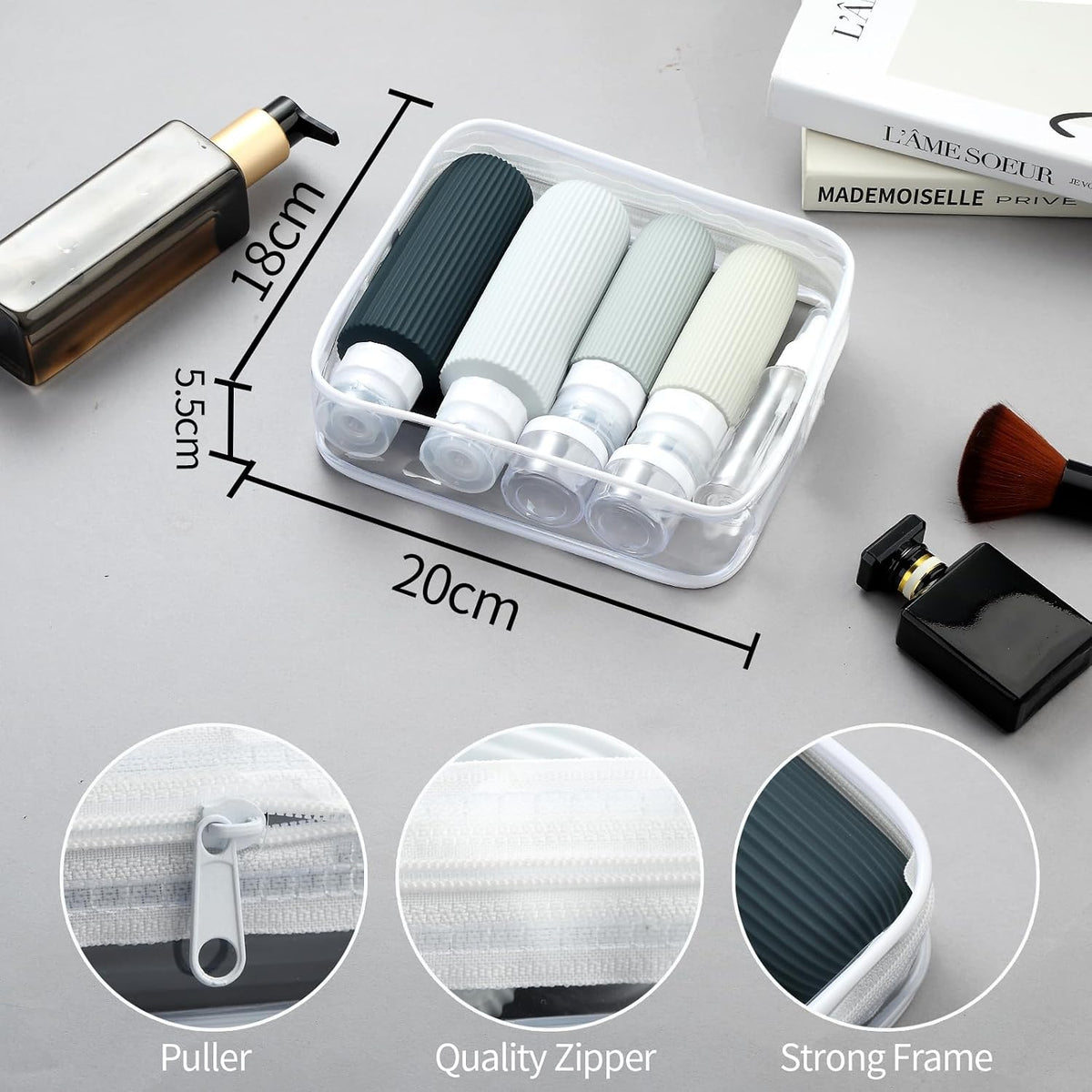 16 Pack Travel Bottles Set, TSA Approved Leak Proof Silicone Squeezable Containers for Toiletries, Refillable Travel Accessories for Conditioner, Shampoo, Lotion & Body Wash Accessories