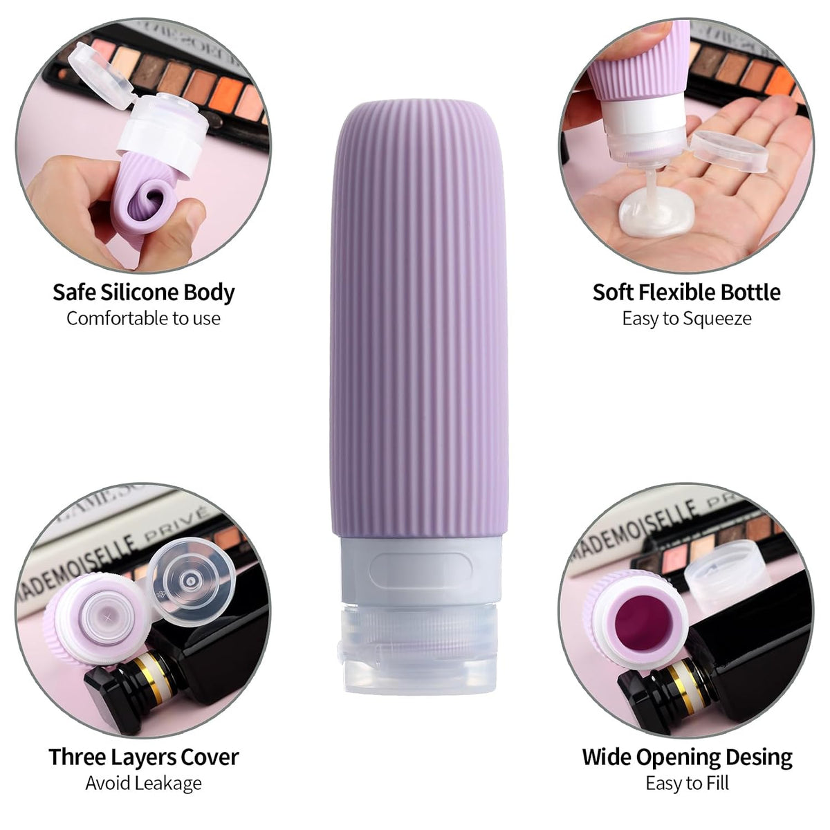 16 Pack Travel Bottles Set, TSA Approved Leak Proof Silicone Squeezable Containers for Toiletries, Refillable Travel Accessories for Conditioner, Shampoo, Lotion & Body Wash Accessories