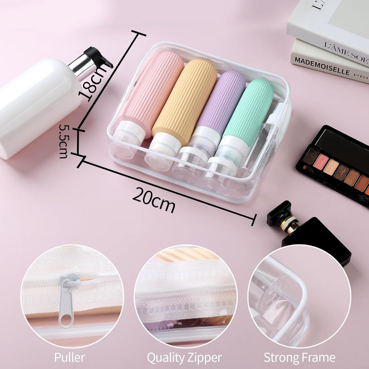 16 Pack Travel Bottles Set, TSA Approved Leak Proof Silicone Squeezable Containers for Toiletries, Refillable Travel Accessories for Conditioner, Shampoo, Lotion & Body Wash Accessories