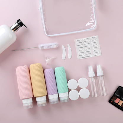 16 Pack Travel Bottles Set, TSA Approved Leak Proof Silicone Squeezable Containers for Toiletries, Refillable Travel Accessories for Conditioner, Shampoo, Lotion & Body Wash Accessories