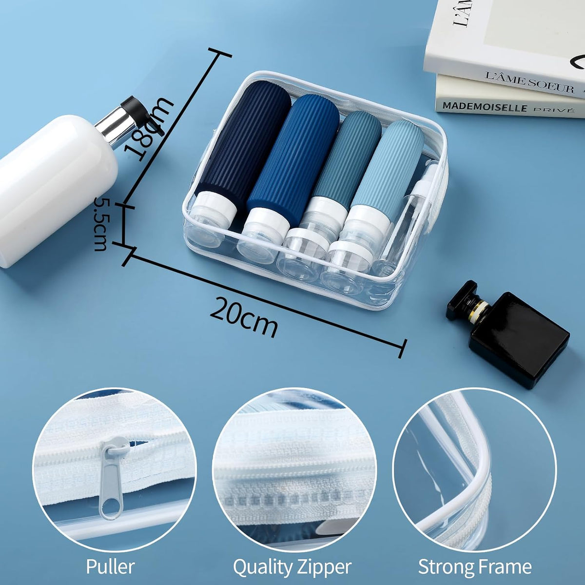 16 Pack Travel Bottles Set, TSA Approved Leak Proof Silicone Squeezable Containers for Toiletries, Refillable Travel Accessories for Conditioner, Shampoo, Lotion & Body Wash Accessories