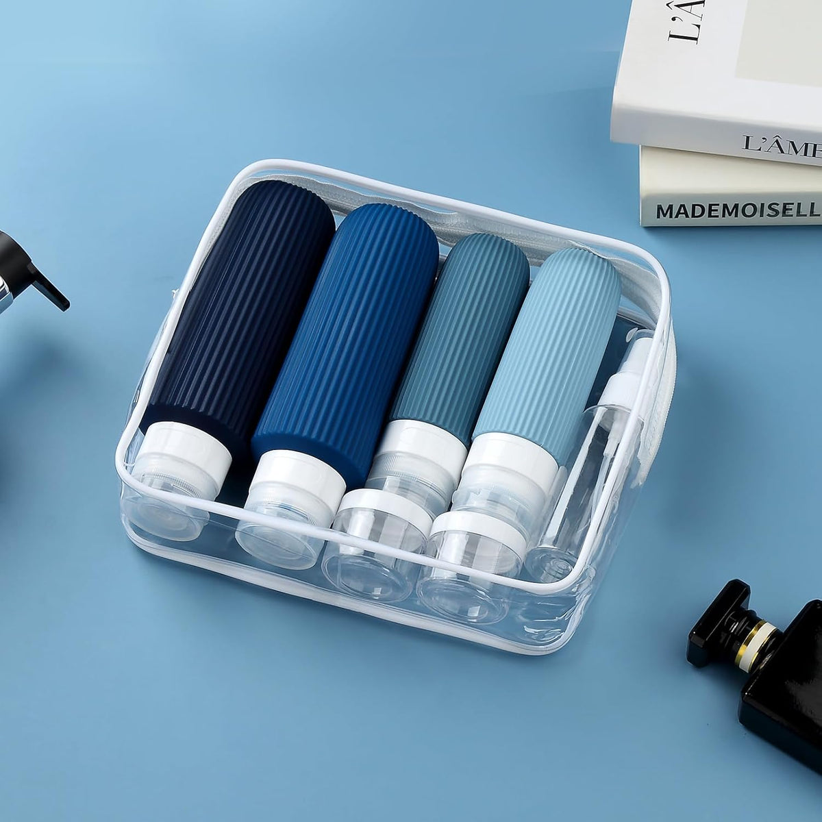 16 Pack Travel Bottles Set, TSA Approved Leak Proof Silicone Squeezable Containers for Toiletries, Refillable Travel Accessories for Conditioner, Shampoo, Lotion & Body Wash Accessories