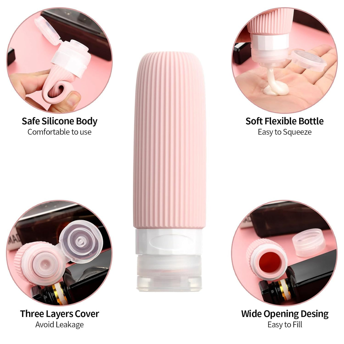 16 Pack Travel Bottles Set, TSA Approved Leak Proof Silicone Squeezable Containers for Toiletries, Refillable Travel Accessories for Conditioner, Shampoo, Lotion & Body Wash Accessories