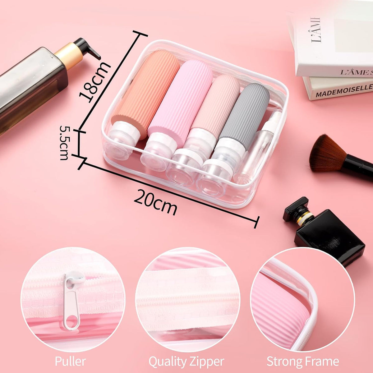 16 Pack Travel Bottles Set, TSA Approved Leak Proof Silicone Squeezable Containers for Toiletries, Refillable Travel Accessories for Conditioner, Shampoo, Lotion & Body Wash Accessories