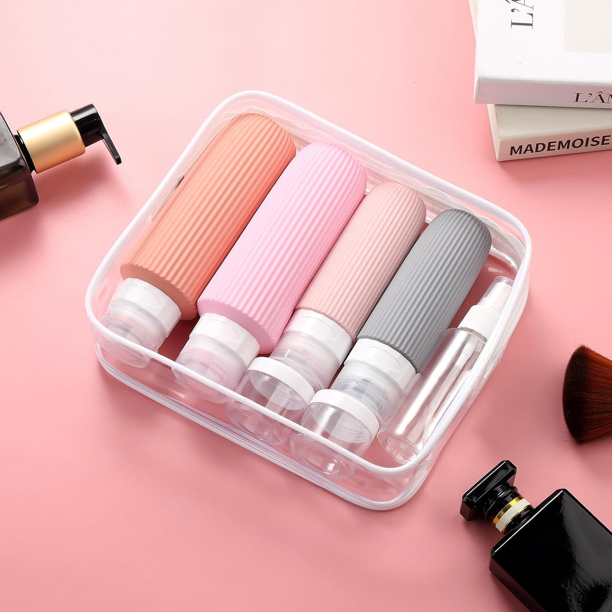 16 Pack Travel Bottles Set, TSA Approved Leak Proof Silicone Squeezable Containers for Toiletries, Refillable Travel Accessories for Conditioner, Shampoo, Lotion & Body Wash Accessories