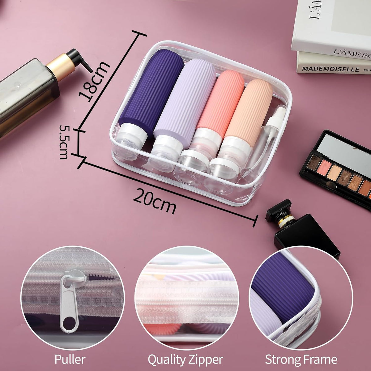 16 Pack Travel Bottles Set, TSA Approved Leak Proof Silicone Squeezable Containers for Toiletries, Refillable Travel Accessories for Conditioner, Shampoo, Lotion & Body Wash Accessories