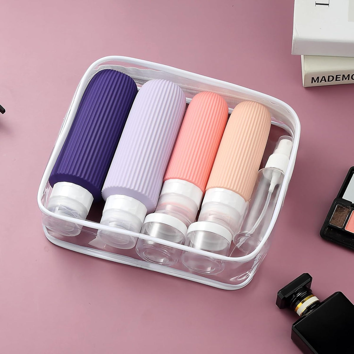 16 Pack Travel Bottles Set, TSA Approved Leak Proof Silicone Squeezable Containers for Toiletries, Refillable Travel Accessories for Conditioner, Shampoo, Lotion & Body Wash Accessories