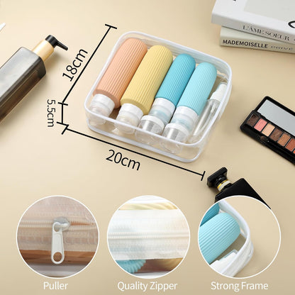 16 Pack Travel Bottles Set, TSA Approved Leak Proof Silicone Squeezable Containers for Toiletries, Refillable Travel Accessories for Conditioner, Shampoo, Lotion & Body Wash Accessories