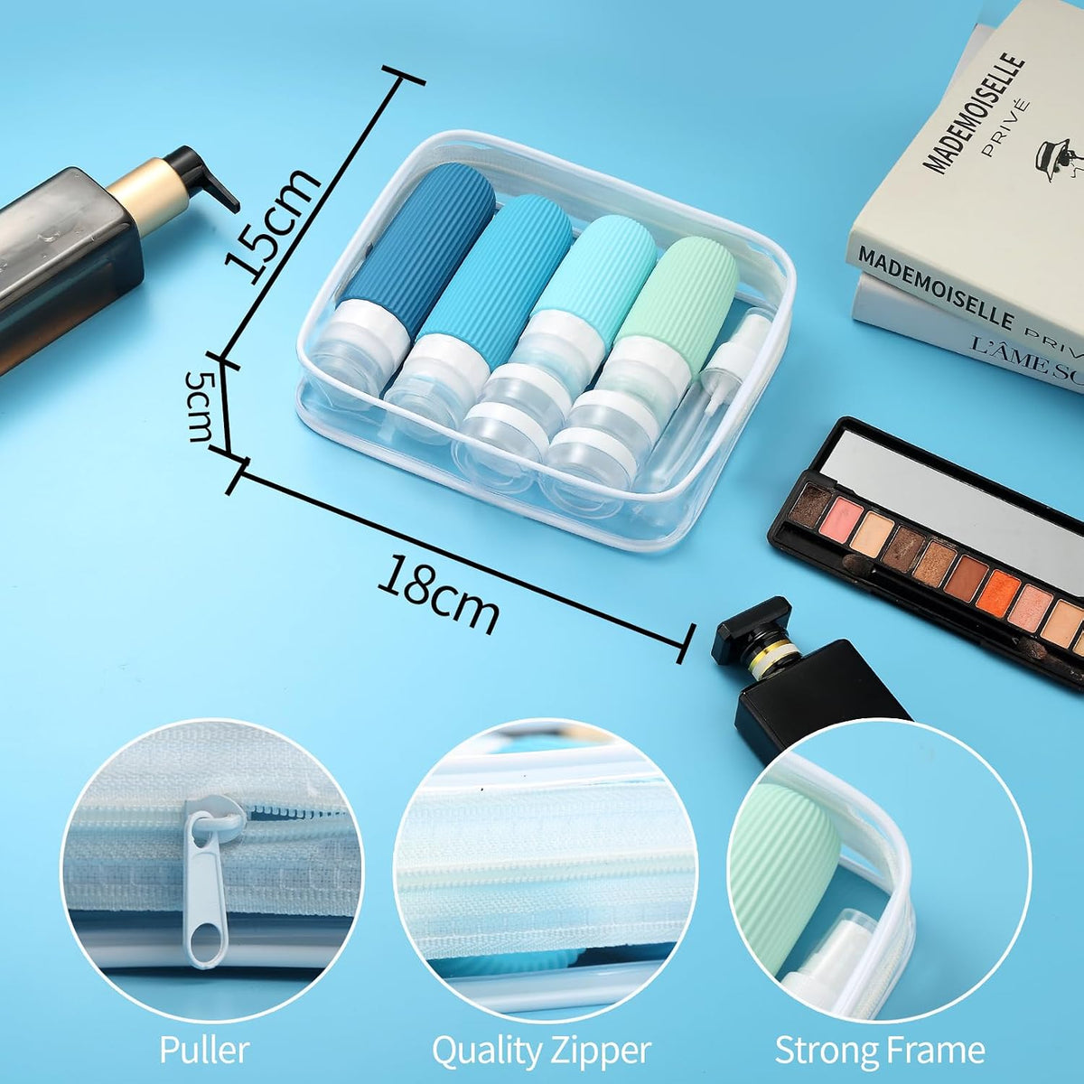 16 Pack Travel Bottles Set, TSA Approved Leak Proof Silicone Squeezable Containers for Toiletries, Refillable Travel Accessories for Conditioner, Shampoo, Lotion & Body Wash Accessories