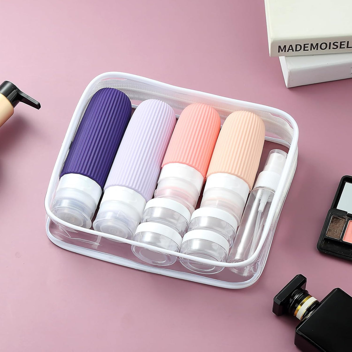 16 Pack Travel Bottles Set, TSA Approved Leak Proof Silicone Squeezable Containers for Toiletries, Refillable Travel Accessories for Conditioner, Shampoo, Lotion & Body Wash Accessories