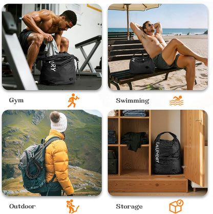 Compression Laundry Bag for Travel, Dirty Clothes Travel Laundry Bags, Waterproof Space-Saving Wet Clothes Storage Organizer, Smell Proof Laundry Bag Camping, Clothing, Swimming, Yoga, Gym
