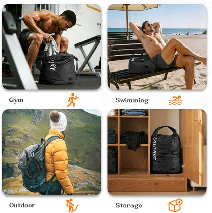Compression Laundry Bag for Travel, Dirty Clothes Travel Laundry Bags, Waterproof Space-Saving Wet Clothes Storage Organizer, Smell Proof Laundry Bag Camping, Clothing, Swimming, Yoga, Gym