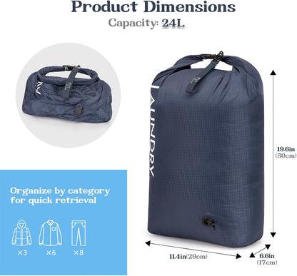 Compression Laundry Bag for Travel, Dirty Clothes Travel Laundry Bags, Waterproof Space-Saving Wet Clothes Storage Organizer, Smell Proof Laundry Bag Camping, Clothing, Swimming, Yoga, Gym