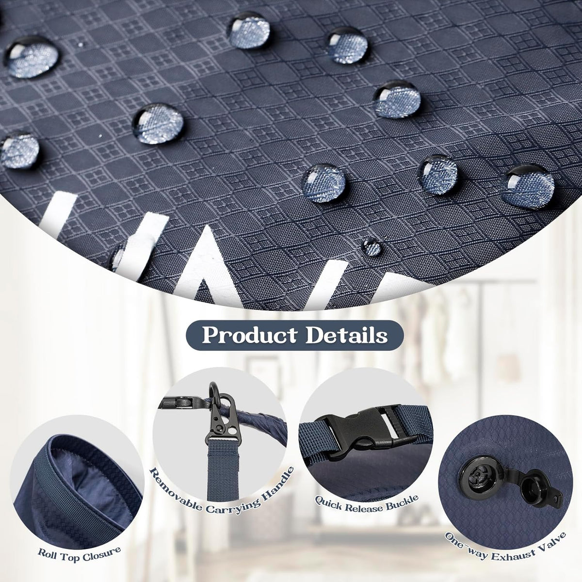 Compression Laundry Bag for Travel, Dirty Clothes Travel Laundry Bags, Waterproof Space-Saving Wet Clothes Storage Organizer, Smell Proof Laundry Bag Camping, Clothing, Swimming, Yoga, Gym