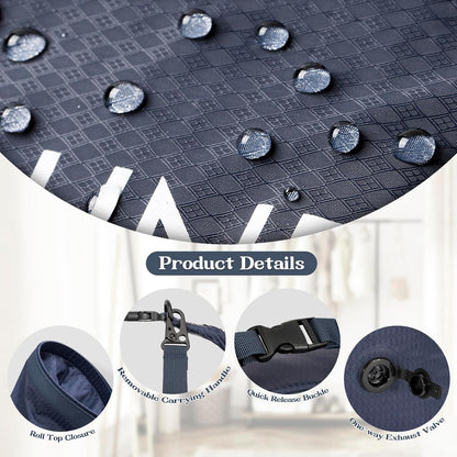 Compression Laundry Bag for Travel, Dirty Clothes Travel Laundry Bags, Waterproof Space-Saving Wet Clothes Storage Organizer, Smell Proof Laundry Bag Camping, Clothing, Swimming, Yoga, Gym