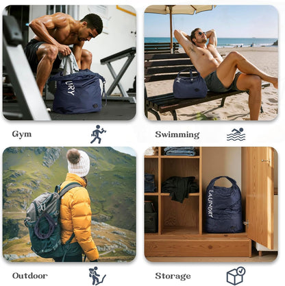 Compression Laundry Bag for Travel, Dirty Clothes Travel Laundry Bags, Waterproof Space-Saving Wet Clothes Storage Organizer, Smell Proof Laundry Bag Camping, Clothing, Swimming, Yoga, Gym
