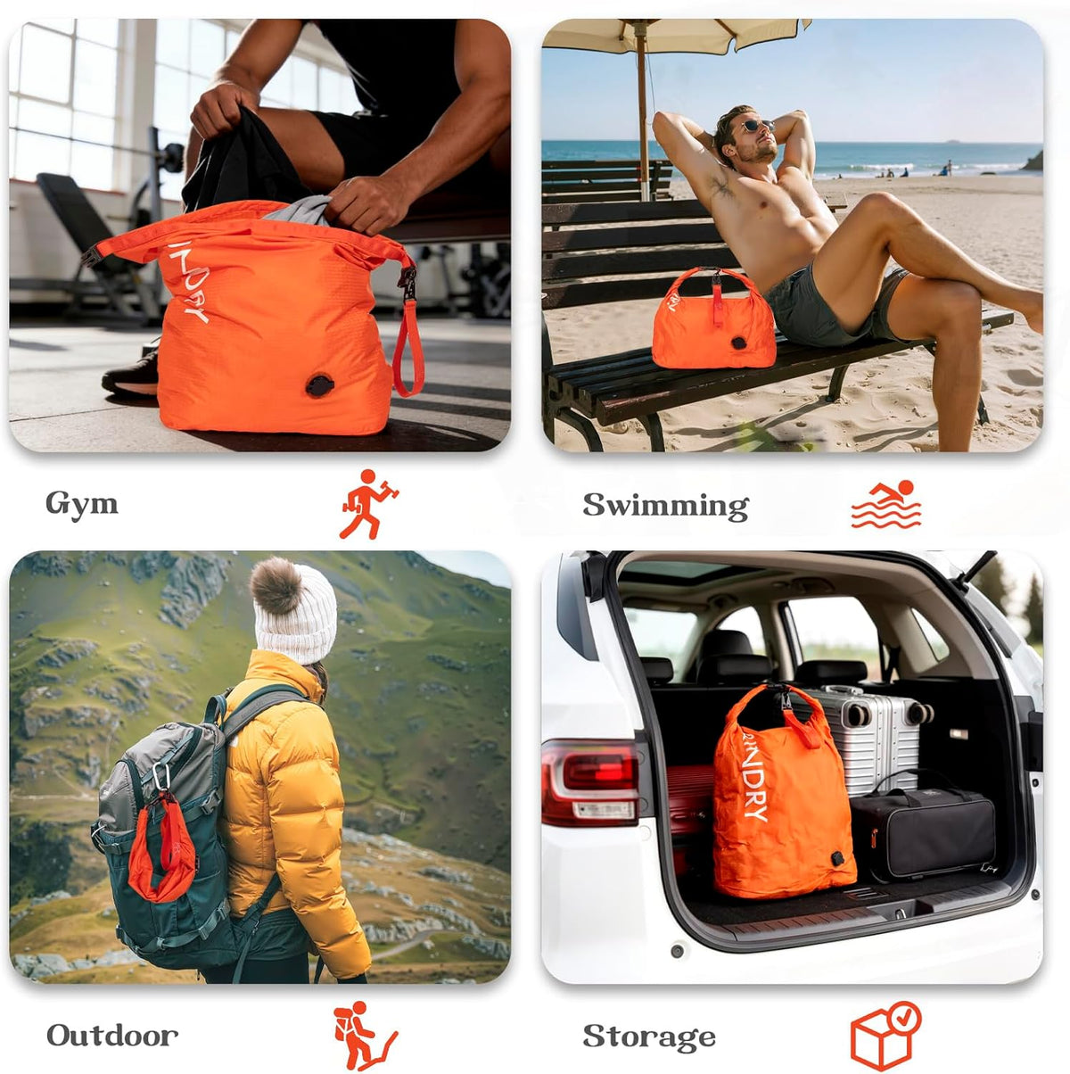 Compression Laundry Bag for Travel, Dirty Clothes Travel Laundry Bags, Waterproof Space-Saving Wet Clothes Storage Organizer, Smell Proof Laundry Bag Camping, Clothing, Swimming, Yoga, Gym