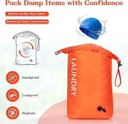 Compression Laundry Bag for Travel, Dirty Clothes Travel Laundry Bags, Waterproof Space-Saving Wet Clothes Storage Organizer, Smell Proof Laundry Bag Camping, Clothing, Swimming, Yoga, Gym
