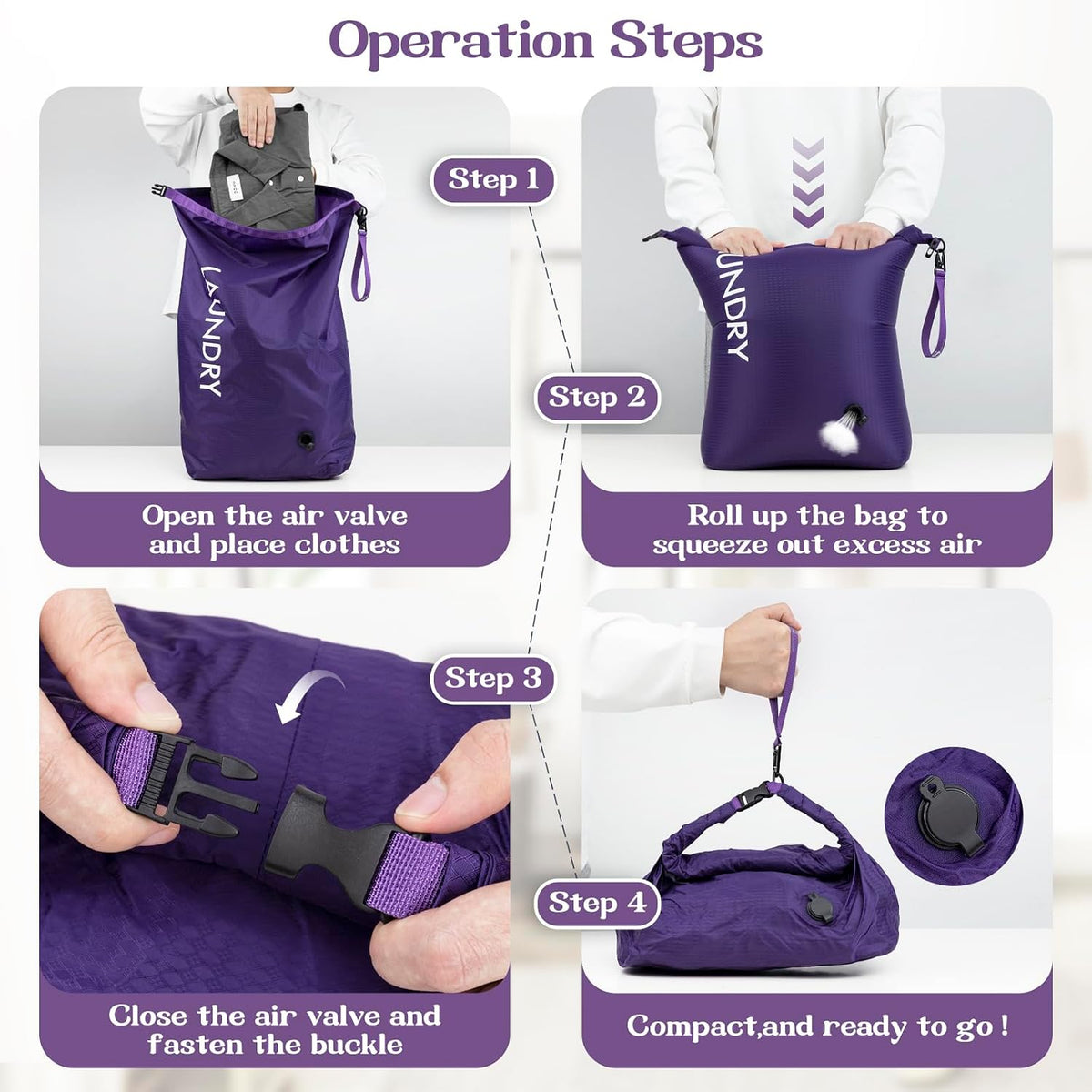 Compression Laundry Bag for Travel, Dirty Clothes Travel Laundry Bags, Waterproof Space-Saving Wet Clothes Storage Organizer, Smell Proof Laundry Bag Camping, Clothing, Swimming, Yoga, Gym
