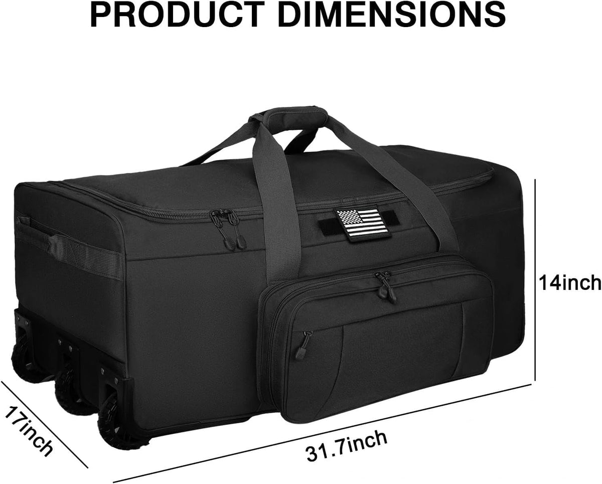 120L Rolling Duffle Bag with Wheels, Large Deployment Military Bag, Wheeled Heavy Duty Luggage for Travel, Camping