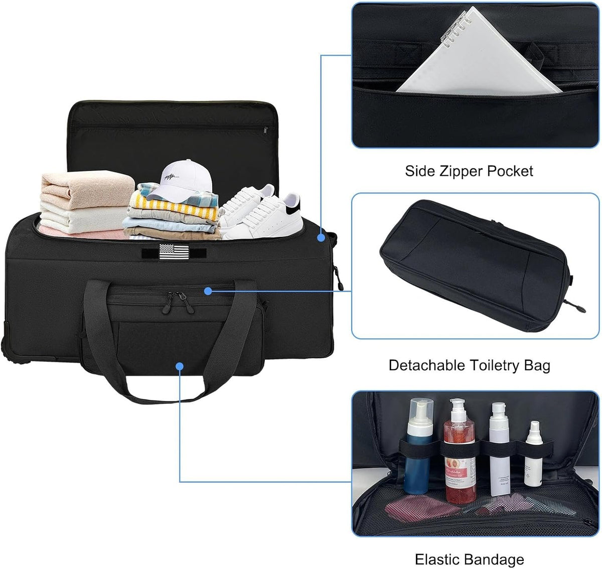 120L Rolling Duffle Bag with Wheels, Large Deployment Military Bag, Wheeled Heavy Duty Luggage for Travel, Camping