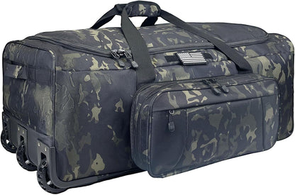 120L Rolling Duffle Bag with Wheels, Large Deployment Military Bag, Wheeled Heavy Duty Luggage for Travel, Camping