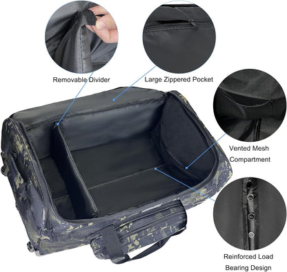 120L Rolling Duffle Bag with Wheels, Large Deployment Military Bag, Wheeled Heavy Duty Luggage for Travel, Camping