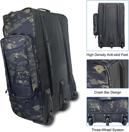 120L Rolling Duffle Bag with Wheels, Large Deployment Military Bag, Wheeled Heavy Duty Luggage for Travel, Camping