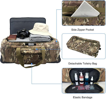 120L Rolling Duffle Bag with Wheels, Large Deployment Military Bag, Wheeled Heavy Duty Luggage for Travel, Camping