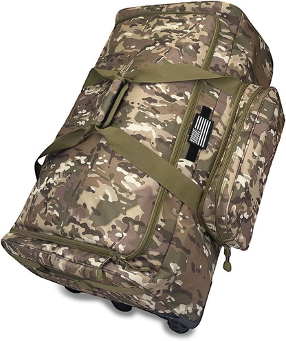 120L Rolling Duffle Bag with Wheels, Large Deployment Military Bag, Wheeled Heavy Duty Luggage for Travel, Camping