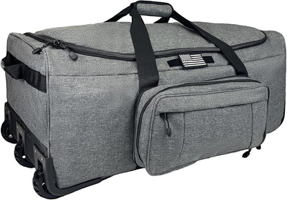 120L Rolling Duffle Bag with Wheels, Large Deployment Military Bag, Wheeled Heavy Duty Luggage for Travel, Camping
