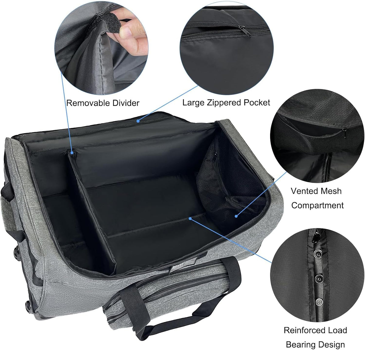 120L Rolling Duffle Bag with Wheels, Large Deployment Military Bag, Wheeled Heavy Duty Luggage for Travel, Camping