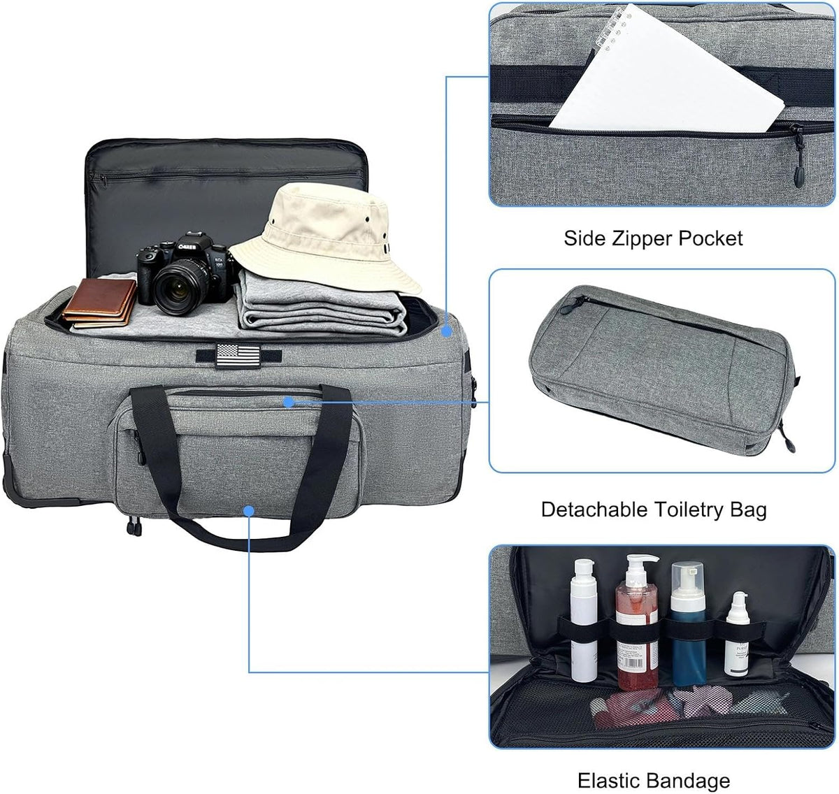 120L Rolling Duffle Bag with Wheels, Large Deployment Military Bag, Wheeled Heavy Duty Luggage for Travel, Camping