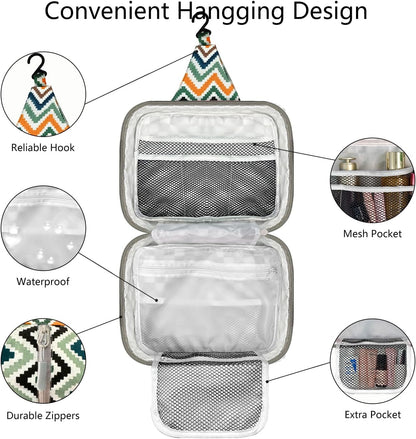 Hanging Travel Toiletry Bag - Large Capacity Organizer, Leak-proof Design & Durable Hook for Full-Size Toiletries, Makeup, Cosmetics，Boho