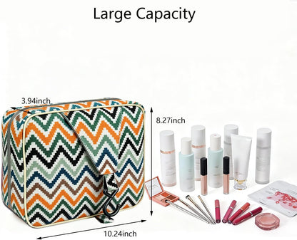 Hanging Travel Toiletry Bag - Large Capacity Organizer, Leak-proof Design & Durable Hook for Full-Size Toiletries, Makeup, Cosmetics，Boho