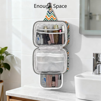 Hanging Travel Toiletry Bag - Large Capacity Organizer, Leak-proof Design & Durable Hook for Full-Size Toiletries, Makeup, Cosmetics，Boho