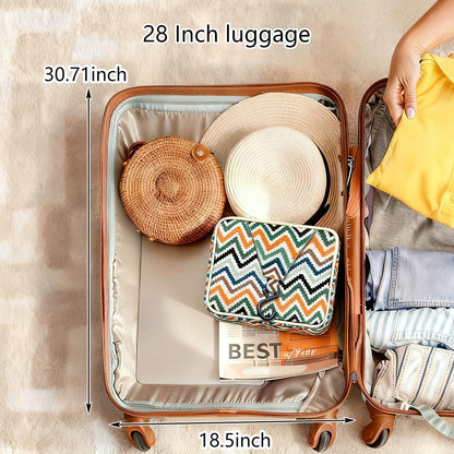 Hanging Travel Toiletry Bag - Large Capacity Organizer, Leak-proof Design & Durable Hook for Full-Size Toiletries, Makeup, Cosmetics，Boho