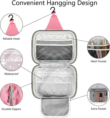 Hanging Travel Toiletry Bag - Large Capacity Organizer, Leak-proof Design & Durable Hook for Full-Size Toiletries, Makeup, Cosmetics，Boho